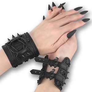 Gothic Skull Bat Faux Leather Wrist Cuffs Bracelets